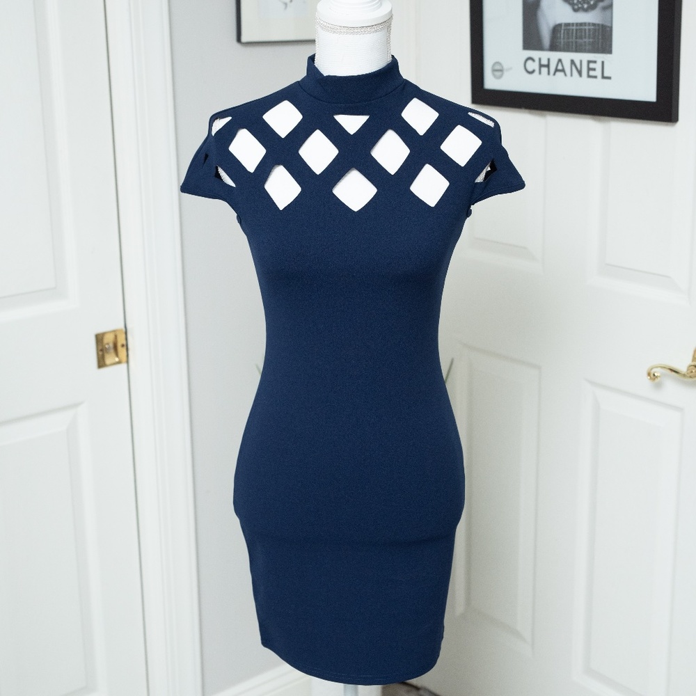 NWT Boohoo Cut Out Navy Mini Dress